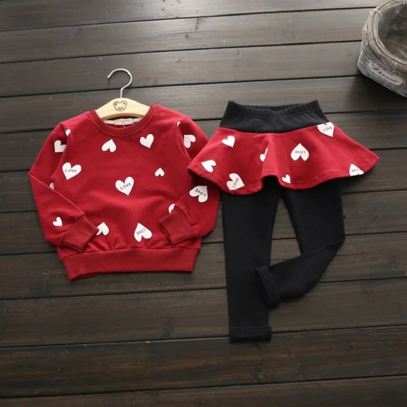 Ensemble de vêtements pour petites filles, t-shirt, jupe, Legging, pantalon, tenues, costume de Sport pour enfants filles, automne et printemps