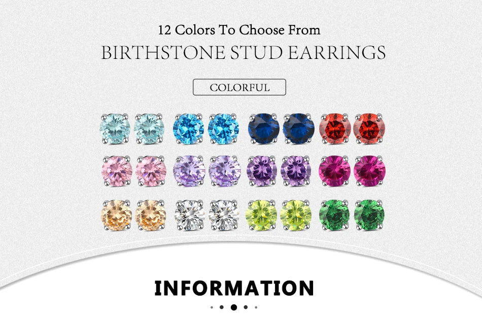 Effie Queen 925 boucles d'oreilles en argent Sterling pierre de naissance pour femmes AAA Zircon cubique 12 couleurs boucles d'oreilles mode fille bijoux SE84
