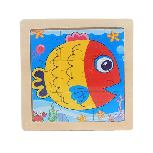 Jouet pour enfants Puzzle en bois petite taille 11*11 cm Puzzle 3D en bois pour enfants bébé dessin animé Animal/puzzle de circulation jouet éducatif