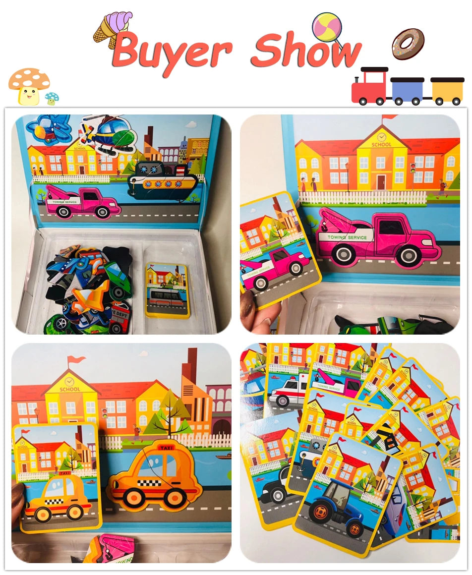 Livre de Puzzle magnétique pour enfants, jouets intelligents 3D, jeux d'entraînement cérébral, jouets éducatifs Montessori, cadeaux pour enfants, jouets de noël