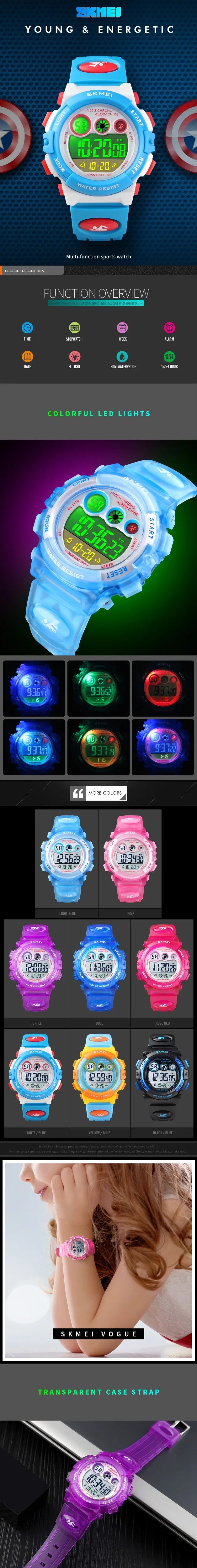 SKMEI – montre de Sport pour enfants, numérique, de luxe, électronique, cadeau pour garçons et filles
