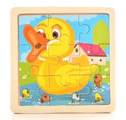 Jouet pour enfants Puzzle en bois petite taille 11*11 cm Puzzle 3D en bois pour enfants bébé dessin animé Animal/puzzle de circulation jouet éducatif
