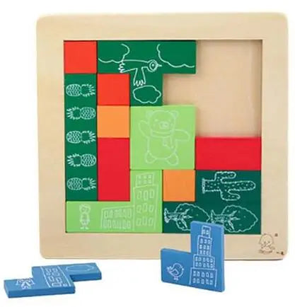 Planche en bois Puzzle enfants éducatif mathématiques Tangram Puzzles jeu jouets pour adultes enfants