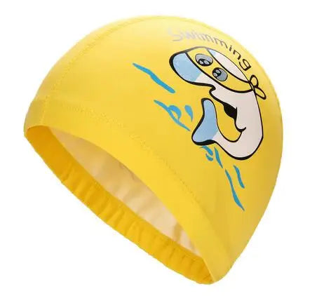 Bonnet de bain imperméable en tissu PU pour enfants, mignon, Animal de dessin animé, dauphin, protège les oreilles, cheveux longs, pour garçons et filles