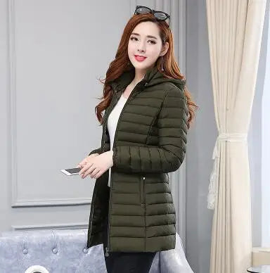 Women's Winter Detachable Jacket Hooded Coat 2025 New Korean Thick Cotton Down Long Coat Women's Slim Warm Outerwear Tops 6XL