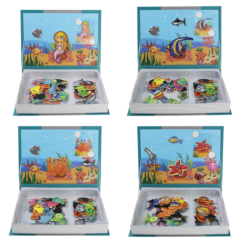 Livre de Puzzle magnétique pour enfants, jouets intelligents 3D, jeux d'entraînement cérébral, jouets éducatifs Montessori, cadeaux pour enfants, jouets de noël