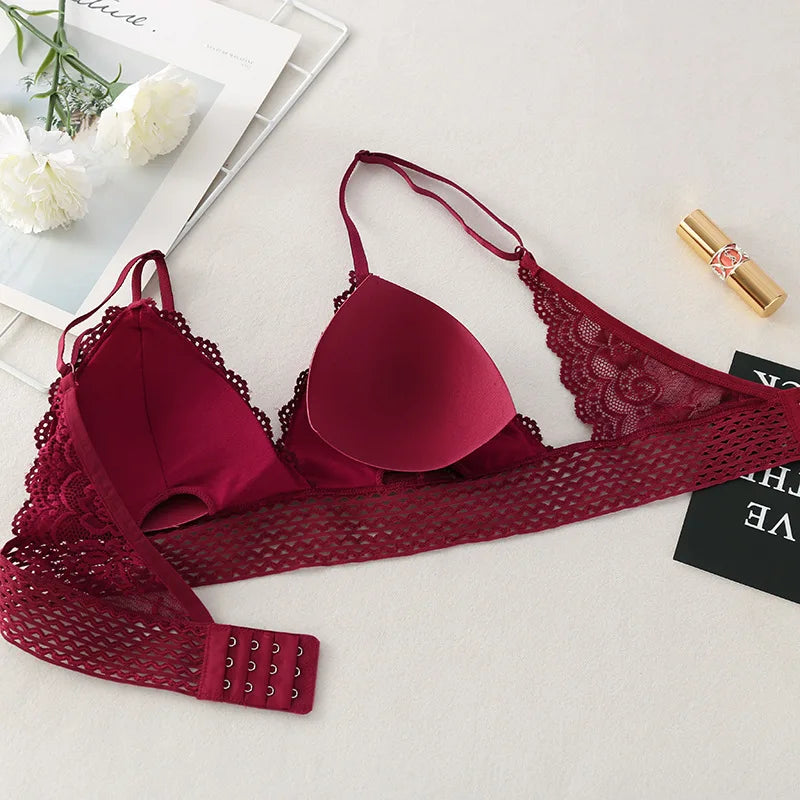 Bralette en dentelle florale pour filles, soutien-gorge Push Up sans fil, doux et Sexy, brassière intime, col en v, Lingerie féminine