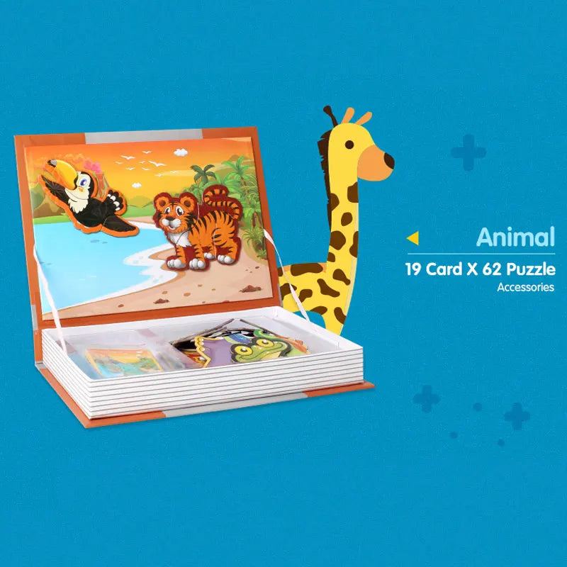 Livre de Puzzle magnétique pour enfants, jouets intelligents 3D, jeux d'entraînement cérébral, jouets éducatifs Montessori, cadeaux pour enfants, jouets de noël