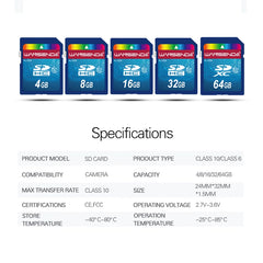 Wansenda – carte SD pleine taille originale, 4 go 8 go 16 go 32 go 64 go, carte mémoire Flash SDHC SDXC pour appareils numériques, stockage de fichiers