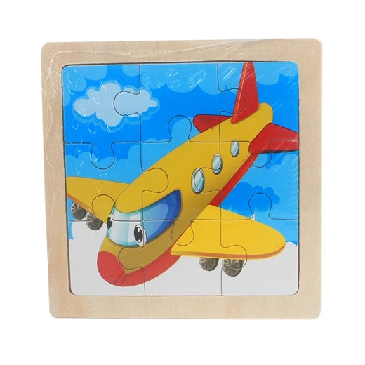 Jouet pour enfants Puzzle en bois petite taille 11*11 cm Puzzle 3D en bois pour enfants bébé dessin animé Animal/puzzle de circulation jouet éducatif