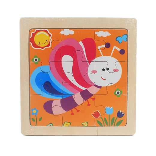 Jouet pour enfants Puzzle en bois petite taille 11*11 cm Puzzle 3D en bois pour enfants bébé dessin animé Animal/puzzle de circulation jouet éducatif
