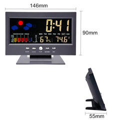 Thermomètre numérique LCD coloré pour horloge, alarme, calendrier, Station météo, fonction de commande vocale, hygromètre avec Base