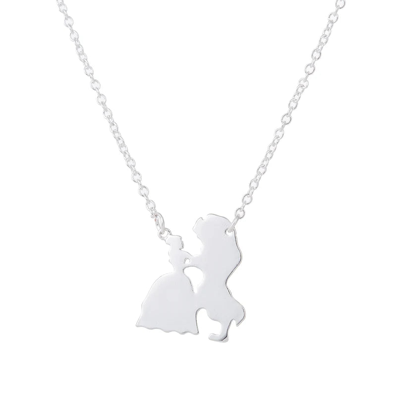 Collier la belle et la bête pour femmes, bijoux de film, pendentif Prince princesse, accessoires pour amoureux, cadeaux, nouvelle collection 2025