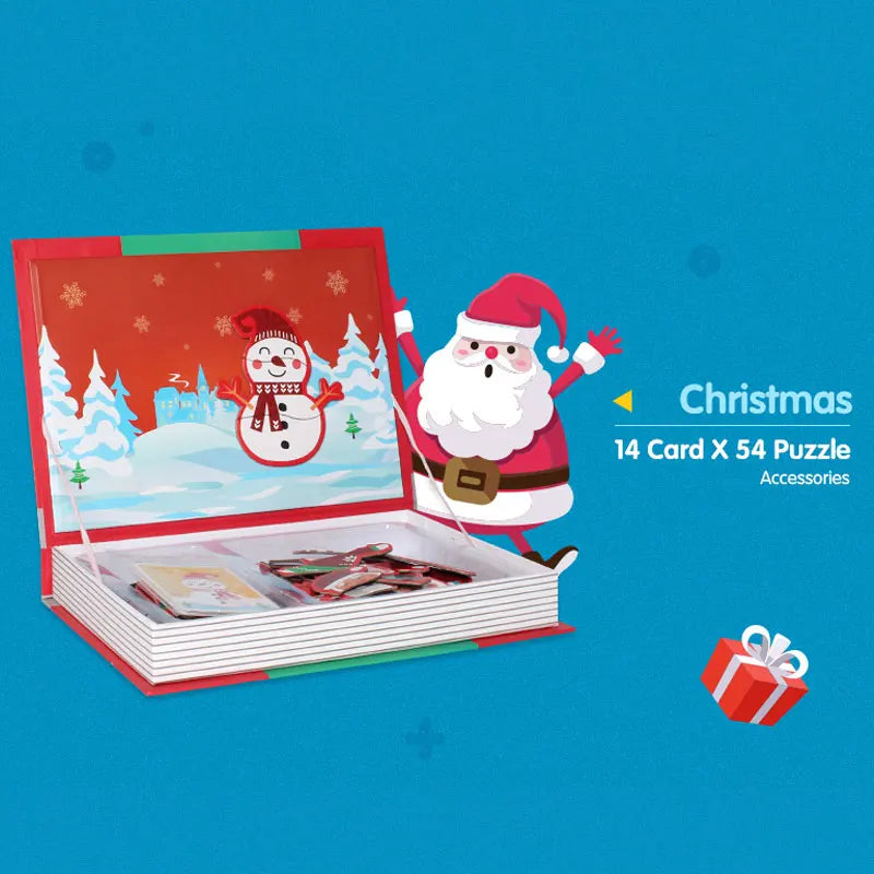 Livre de Puzzle magnétique pour enfants, jouets intelligents 3D, jeux d'entraînement cérébral, jouets éducatifs Montessori, cadeaux pour enfants, jouets de noël