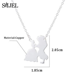 Collier la belle et la bête pour femmes, bijoux de film, pendentif Prince princesse, accessoires pour amoureux, cadeaux, nouvelle collection 2025