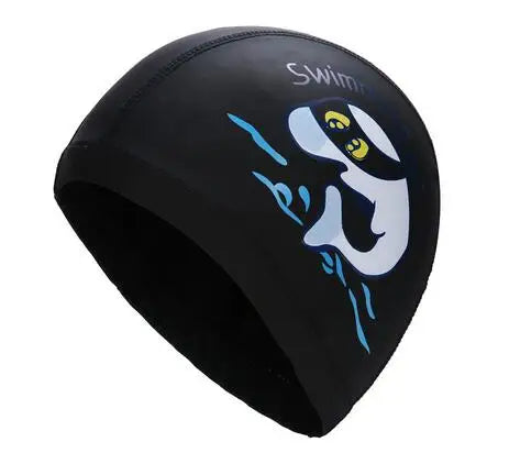 Bonnet de bain imperméable en tissu PU pour enfants, mignon, Animal de dessin animé, dauphin, protège les oreilles, cheveux longs, pour garçons et filles