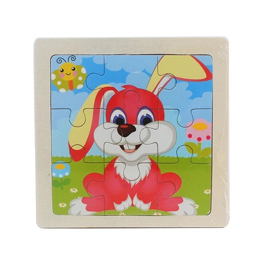 Jouet pour enfants Puzzle en bois petite taille 11*11 cm Puzzle 3D en bois pour enfants bébé dessin animé Animal/puzzle de circulation jouet éducatif