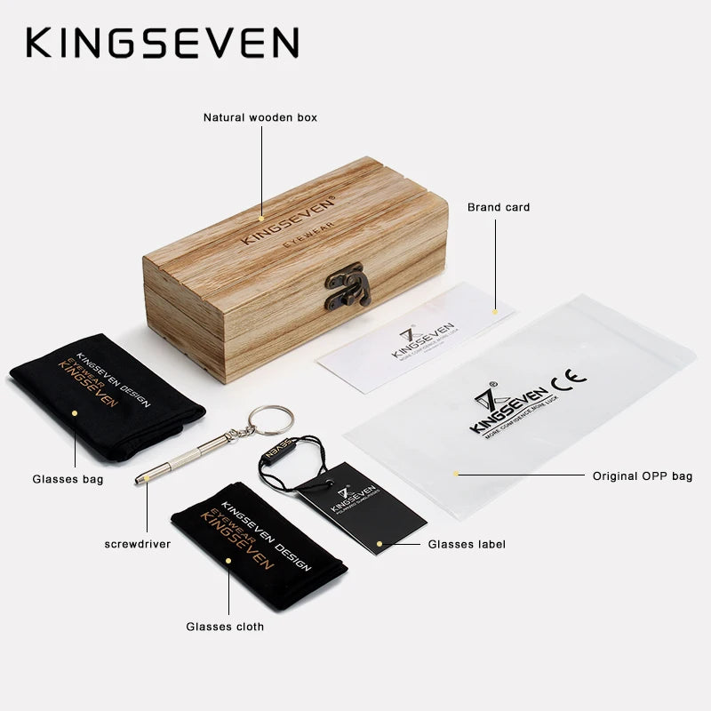 KINGSEVEN-Lunettes de soleil à monture en alliage de bois pour hommes et femmes, lunettes de soleil UV400, lunettes à verres polarisés HD, lunettes de camping, lunettes de pêche, haute qualité