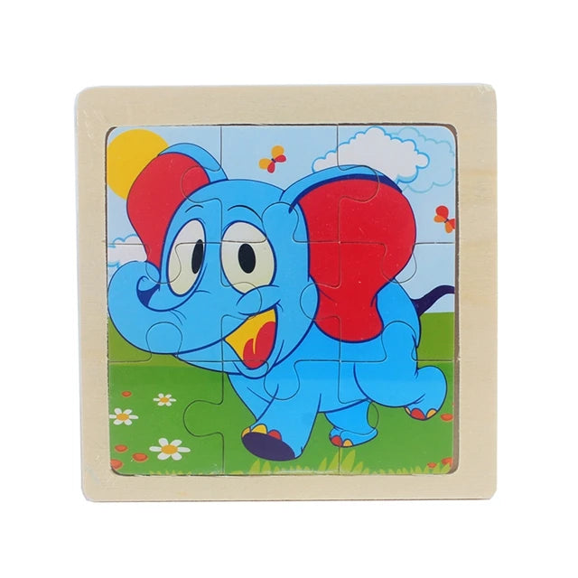 Jouet pour enfants Puzzle en bois petite taille 11*11 cm Puzzle 3D en bois pour enfants bébé dessin animé Animal/puzzle de circulation jouet éducatif