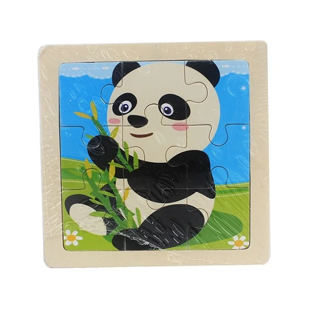 Jouet pour enfants Puzzle en bois petite taille 11*11 cm Puzzle 3D en bois pour enfants bébé dessin animé Animal/puzzle de circulation jouet éducatif