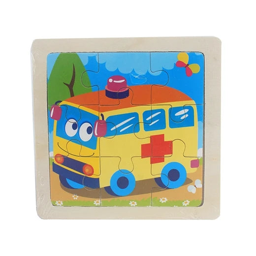 Jouet pour enfants Puzzle en bois petite taille 11*11 cm Puzzle 3D en bois pour enfants bébé dessin animé Animal/puzzle de circulation jouet éducatif