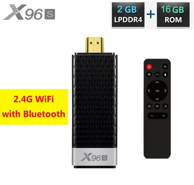 Clé TV X96S 4K, Android 9.0, Amlogic S905Y2 Quad Core, 4 go/32 go, Wifi 2.4/5GHz, bt 4.2, 1080P, H.265, Miracast, Dongle TV