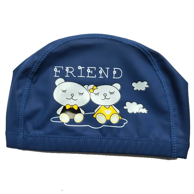 Bonnet de bain imperméable en tissu PU pour enfants, mignon, Animal de dessin animé, dauphin, protège les oreilles, cheveux longs, pour garçons et filles