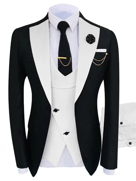 New Men's Suit Popular Luxury Clothing Party Stage Men's Suit Groomsmen Regular Fit Tuxedo 3 Piece Set Jacket + Pants + Vest