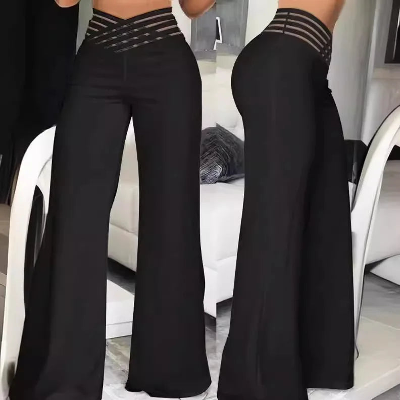 Boutique Wholesale 2024 Summer New Fashionable Temperament Commuting High Waist Casual Wide Leg Women's Pants