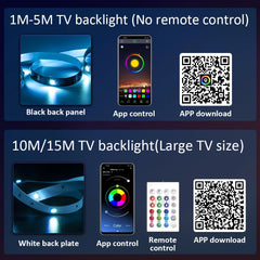 Ruban LED TV , SMD 5050 RGB Bandes Lumineuses USB avec Télécommande App Rétroéclairage TV Multicouleur pour 40-60in TV, pour maison chambre à coucher décoration [Classe énergétique A+]