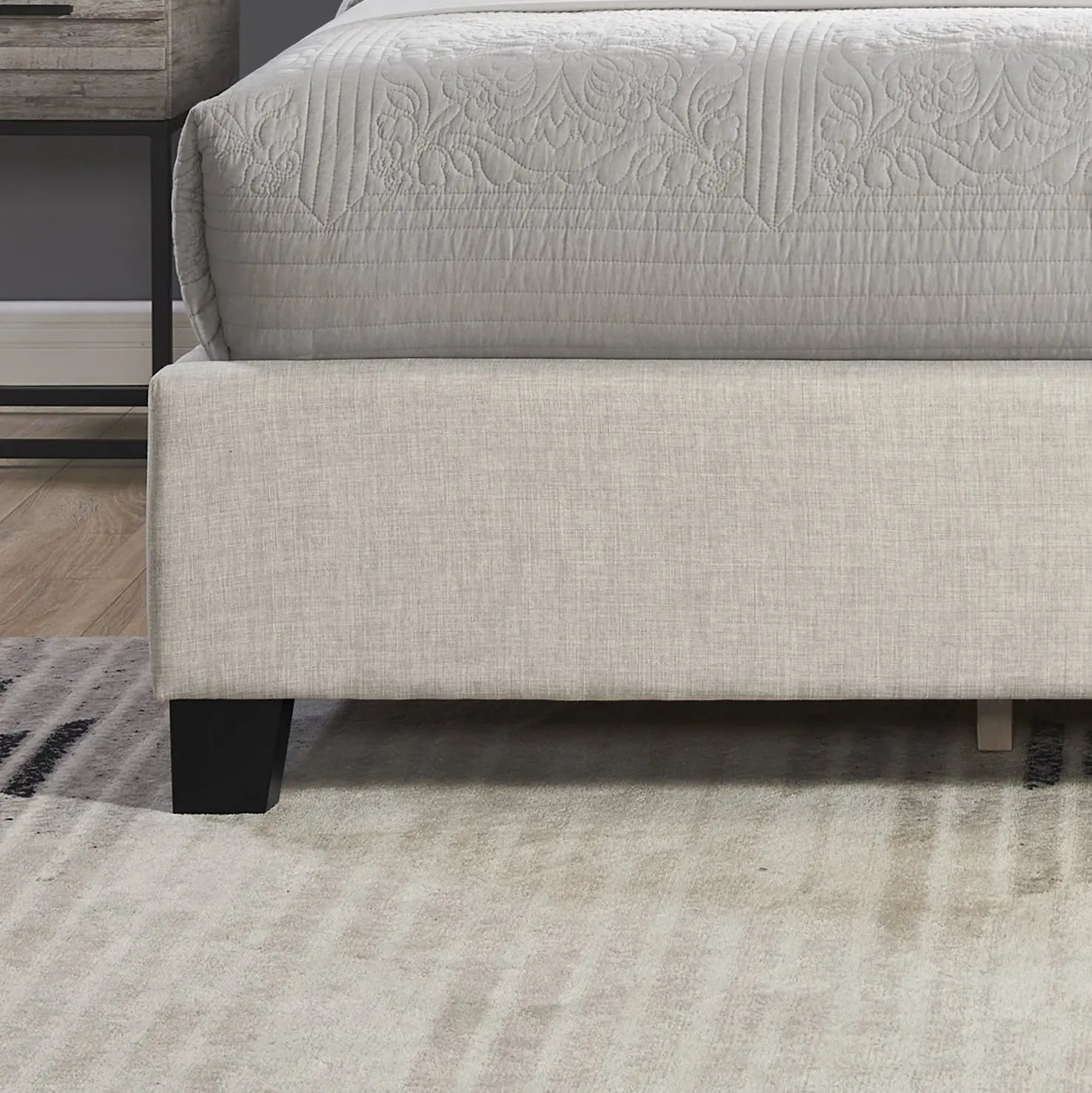 Astral 3-Piece Upholstered Bedroom Set Tufted Wingback Bed With Two Gray Nightstands