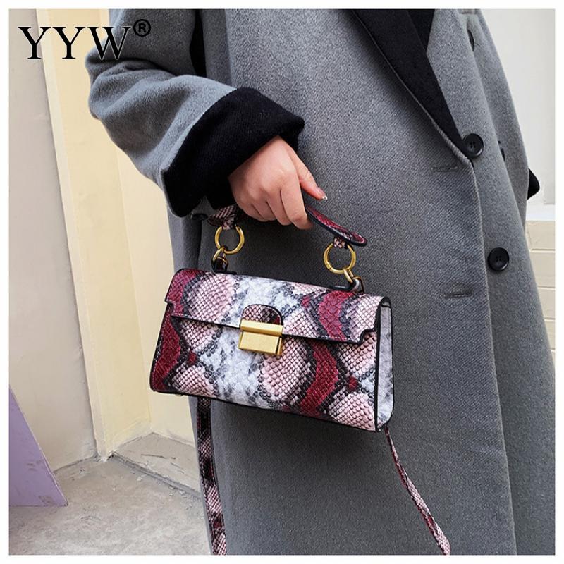 Women's PU leather shoulder bag, snakeskin pattern, square messenger bag, women's tote bag, insider bags, luxury brand, 2023 