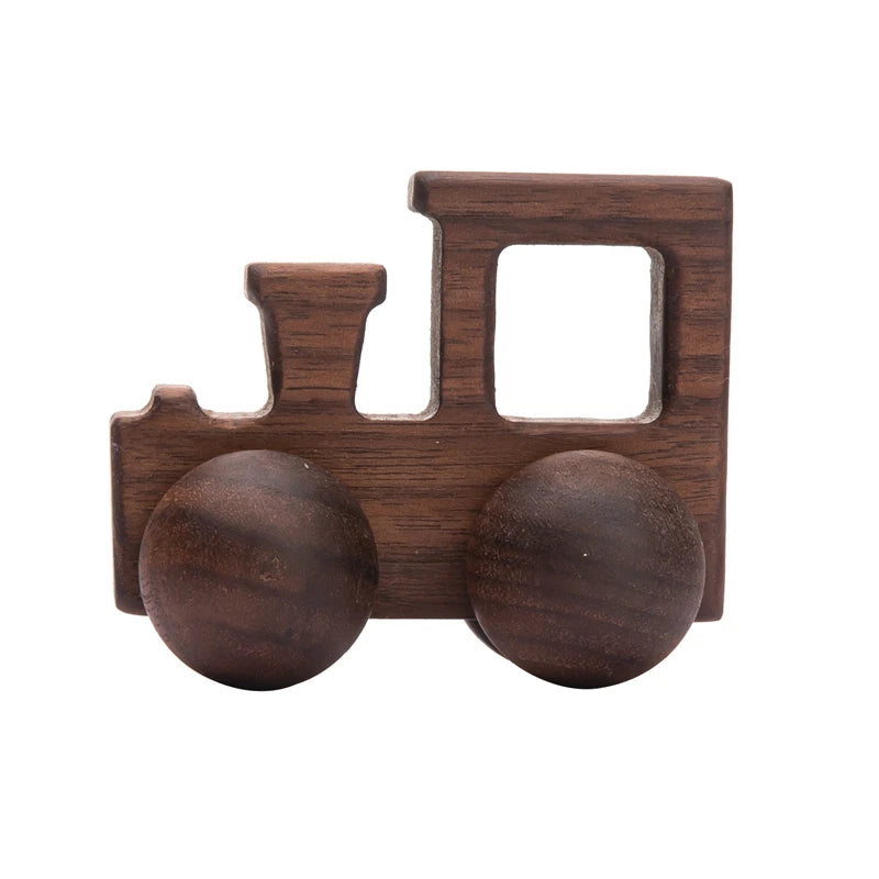 Décennie s de voiture en bois de hêtre pour bébé, jouets de dessin animé, Van dos Montessori, jouets de dentition pour enfants, cadeau d'anniversaire pour nouveau-né