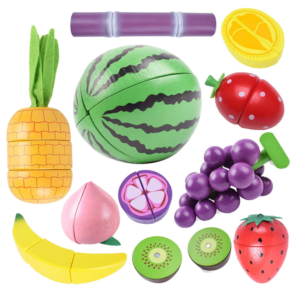 Jouet de Simulation 3D en bois Montessori, coupe magnétique de fruits, banane, citrons, modèle de cuisine, jouets éducatifs précoces, cadeau pour enfants