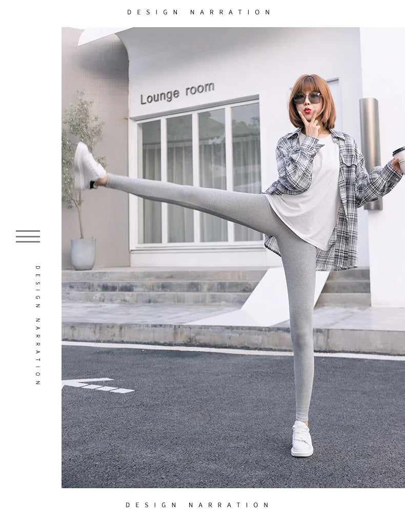 Women's Ribbed Leggings 2025 High Waist Autumn Winter Warm Cotton Leggings Casual Fashion Mesh 2XL Black Pants Sexy Leggings