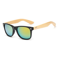 Lunettes de soleil carrées en bois de bambou pour hommes et femmes, design de marque, revêtement miroir, rétro, UV400