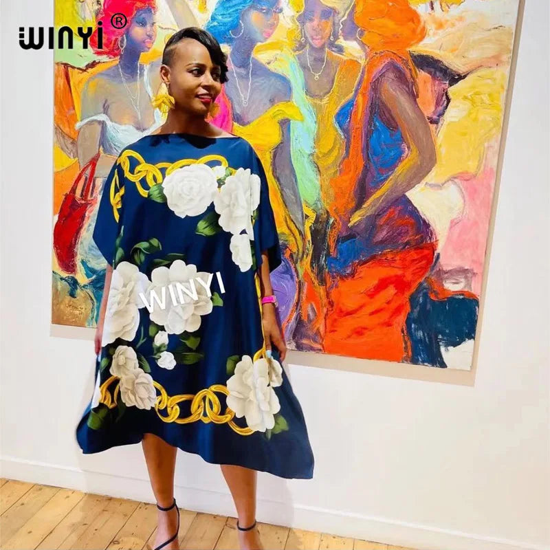 Robe longue imprimée chauve-souris pour femmes, robe élégante, robe de soirée, robe éducative, design de mode, été, automne, 2021