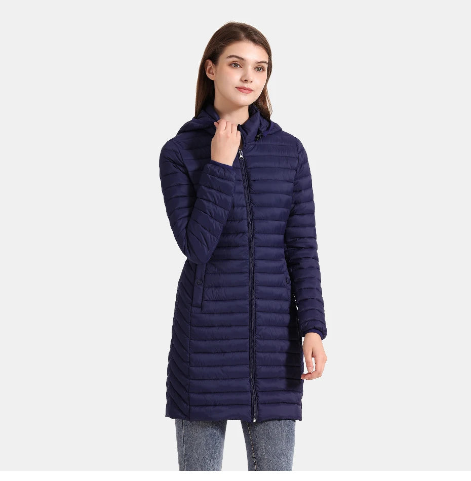 SANTELON hiver femmes ample Long Parka manteau avec capuche amovible femme solide ultraléger Portable chaud rembourré coton vêtements d'extérieur