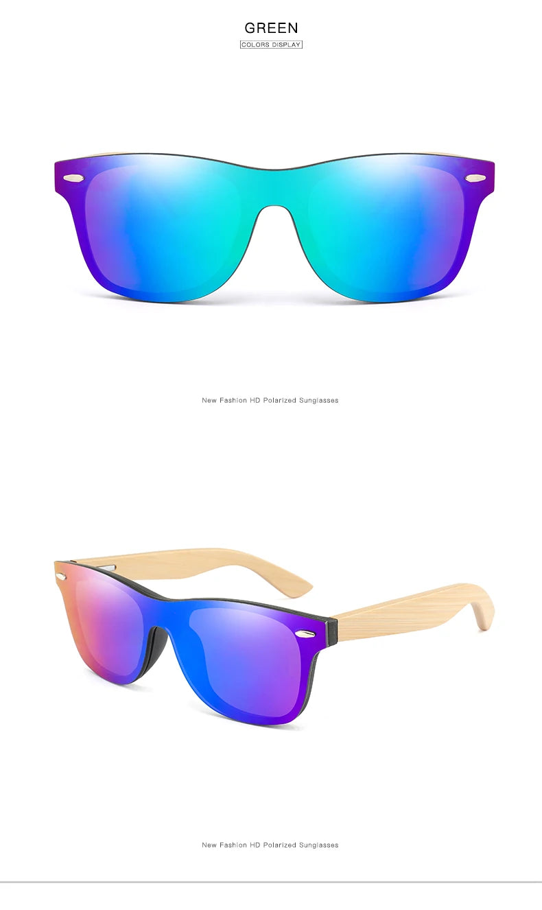 Lunettes De soleil en bois hommes femmes carré bambou femmes pour femmes hommes miroir lunettes De soleil surdimensionné rétro De Sol Masculino à la main