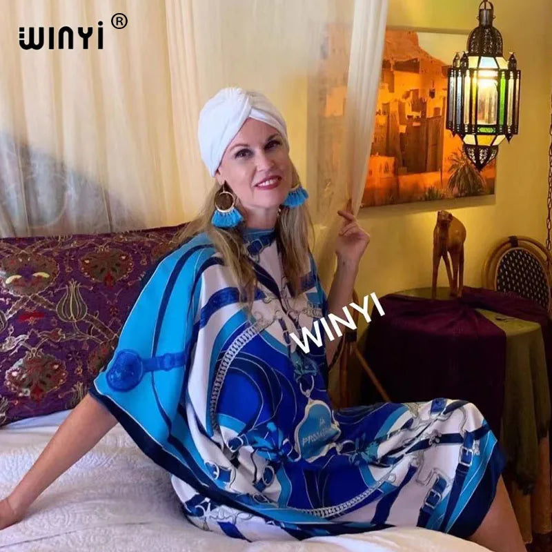 Robe longue imprimée chauve-souris pour femmes, robe élégante, robe de soirée, robe éducative, design de mode, été, automne, 2021