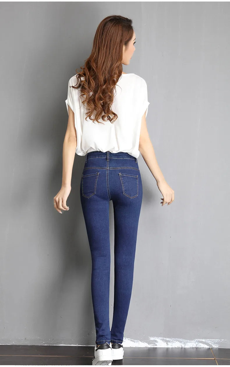 Jean pour femme maman jean bleu gris noir femme haute élastique 36 38 40 jean extensible femme denim lavé pantalon crayon maigre