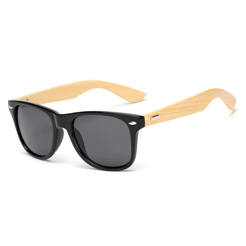 Lunettes de soleil carrées en bois de bambou pour hommes et femmes, design de marque, revêtement miroir, rétro, UV400