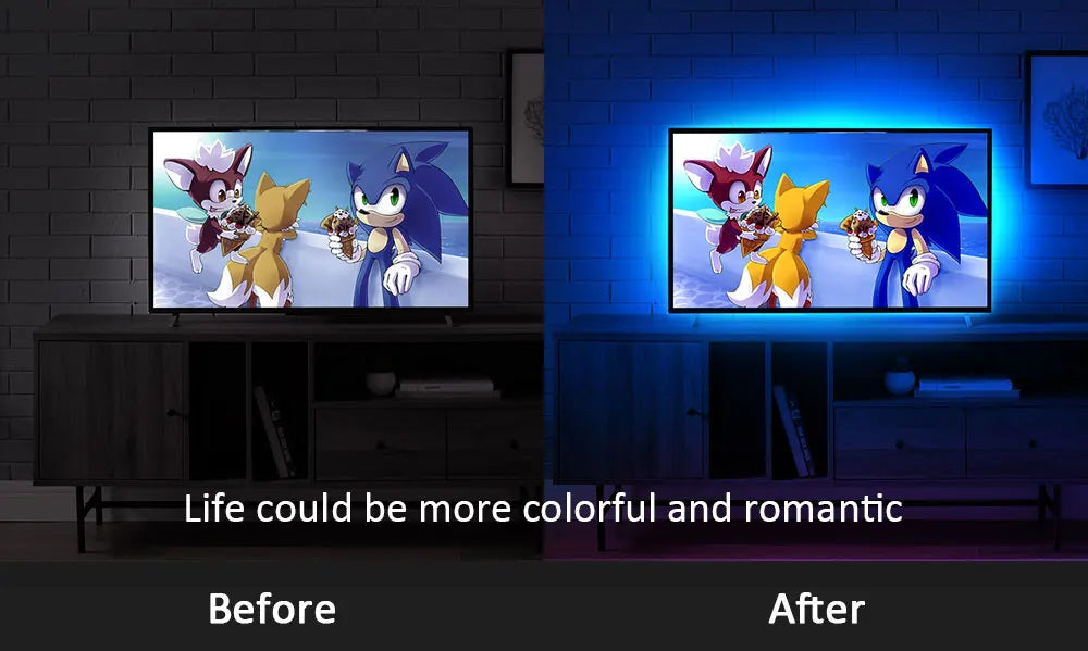 Ruban LED TV , SMD 5050 RGB Bandes Lumineuses USB avec Télécommande App Rétroéclairage TV Multicouleur pour 40-60in TV, pour maison chambre à coucher décoration [Classe énergétique A+]