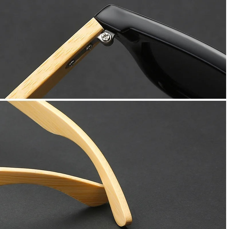 Lunettes de soleil en bois de bambou à la mode pour hommes et femmes, classiques carrées, Vintage, pour la conduite, noires, pour la pêche, UV400
