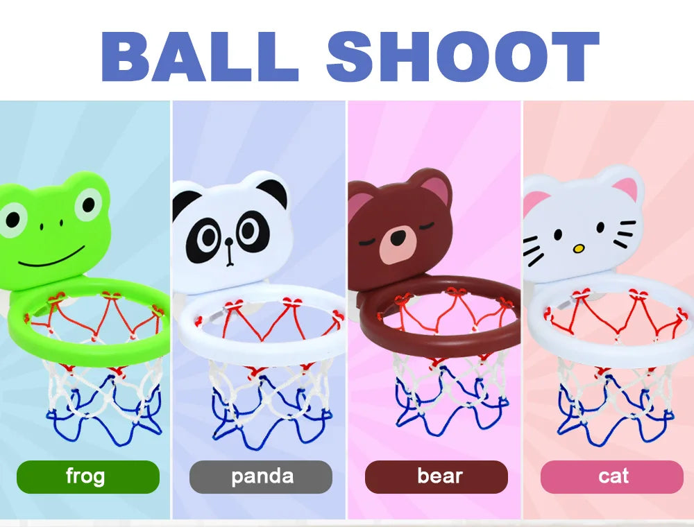 Cadre de basket-ball d'intérieur sur le thème des animaux pour tout-petits, ensemble de jouets de bain pour enfants avec 3 balles en plastique, jeu amusant interactif pour bébés Parents et enfants