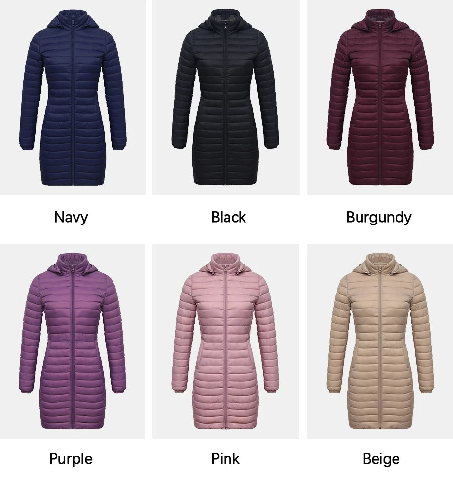 SANTELON hiver femmes ample Long Parka manteau avec capuche amovible femme solide ultraléger Portable chaud rembourré coton vêtements d'extérieur