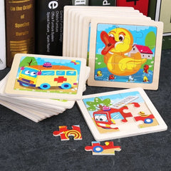 Puzzle en bois de petite taille, jouets Montessori pour bébé, jeu de société 3D, jouets éducatifs, cadeau pour enfants, 9 pièces