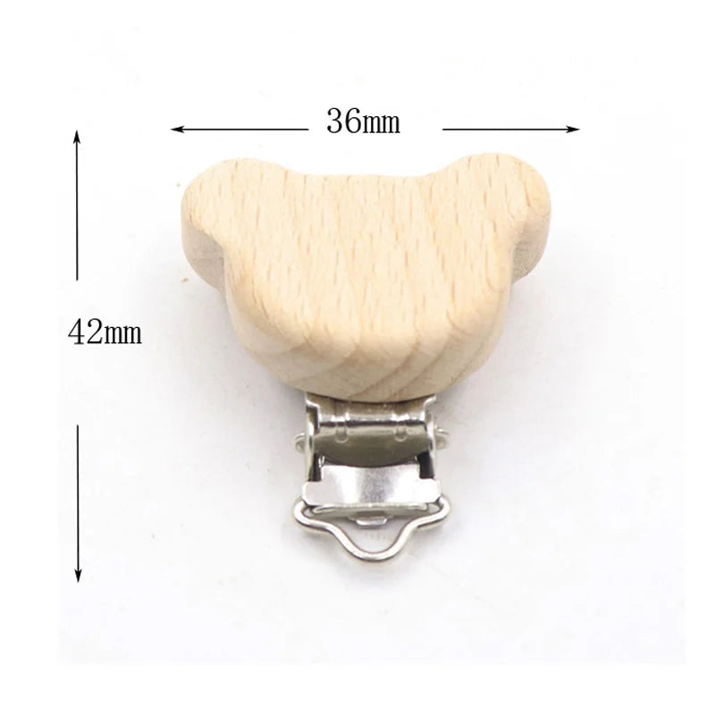 5 pièces/ensembles bébé sucette Clips sans BPA mignon modélisation hêtre attache-sucette bébé bricolage dessin animé Animal bois bûche mamelon chaîne support