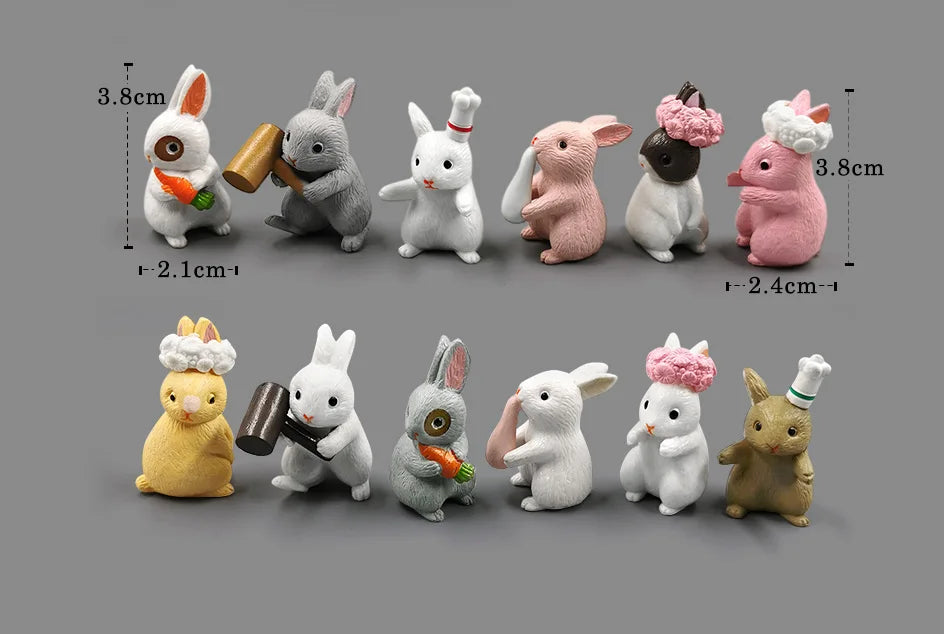 Figurine de pâques de noël, lapin blanc, carotte, bricolage, décor de chambre Kawaii, accessoires de décoration de jardin féerique miniatures modernes