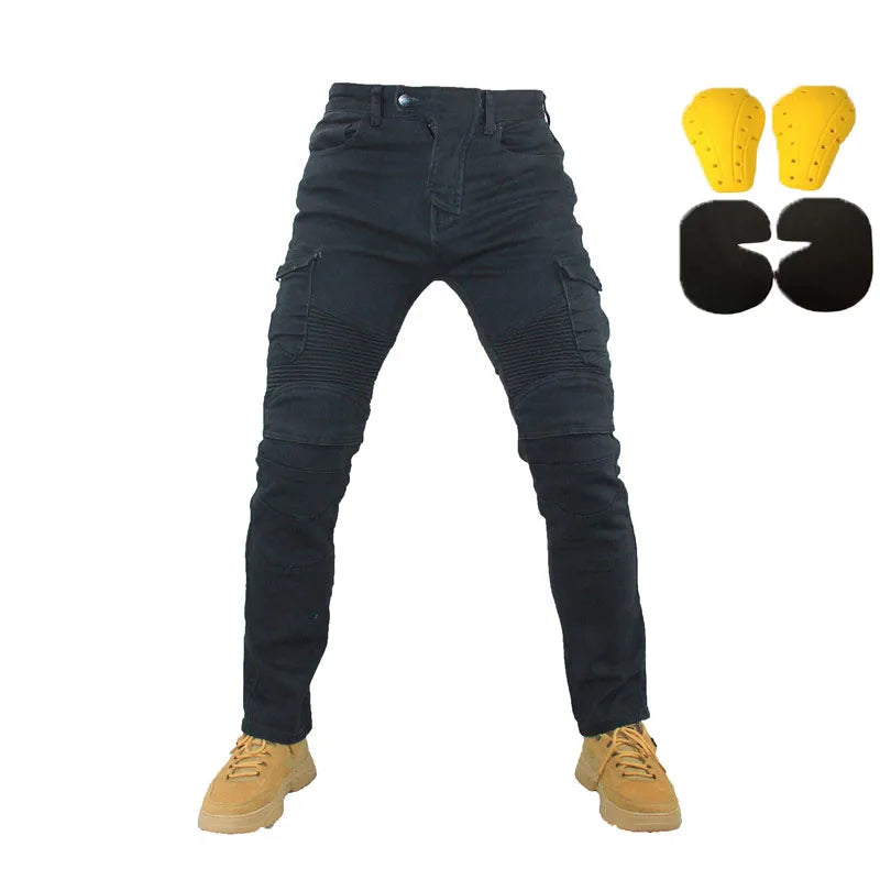 Jean moto pantalons Motocicleta Hombre jean à plumes Version Standard pantalon de conduite en voiture pantalon été équitation